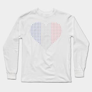 France Flag Eiffel Tower Heart Design Long Sleeve T-Shirt